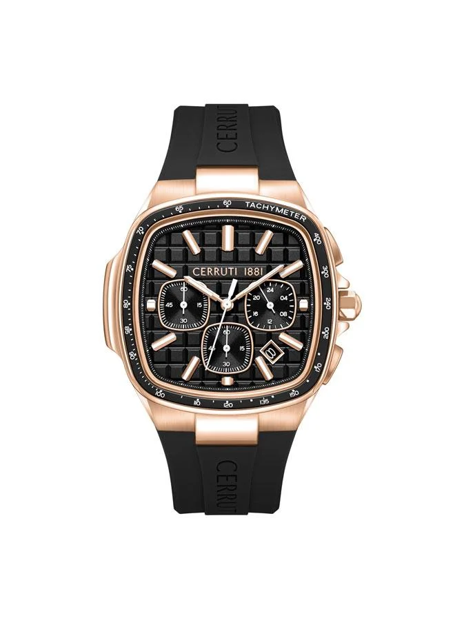 شيروتي 1881 Casale Black Dial Silicone Strap Chronograph Watch for Men, 42mm